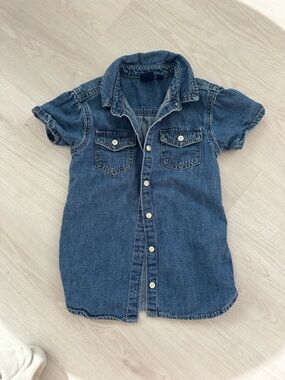 GAP Girls Blue Denim Button-Front Casual Dress